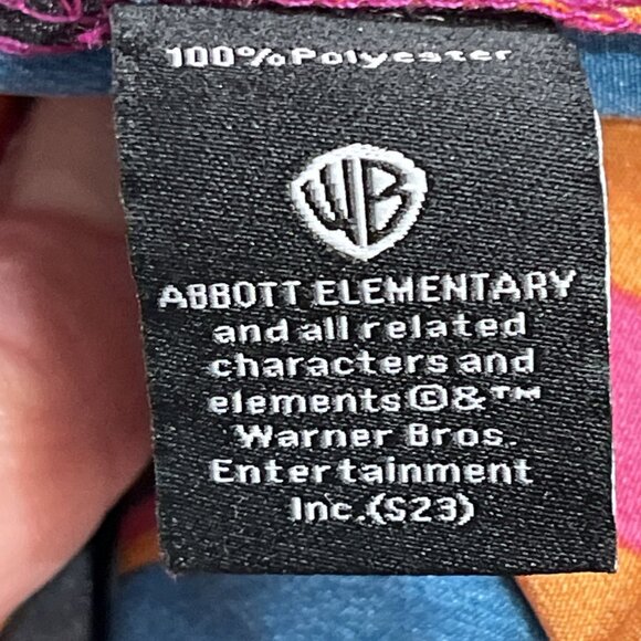 Abbott Elementary Dress Womens 1X Multi Color Striped Dots Button Down Midi - Picture 4 of 8